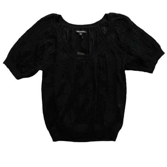 Express Black Knit Puff Sleeve Mohair/Wool Blend Sweater NWT Size Extra Small - Picture 1 of 5